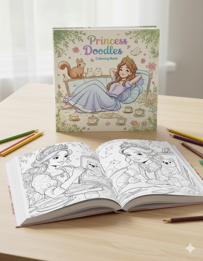 Princess Doodles Coloring Book Back Cover