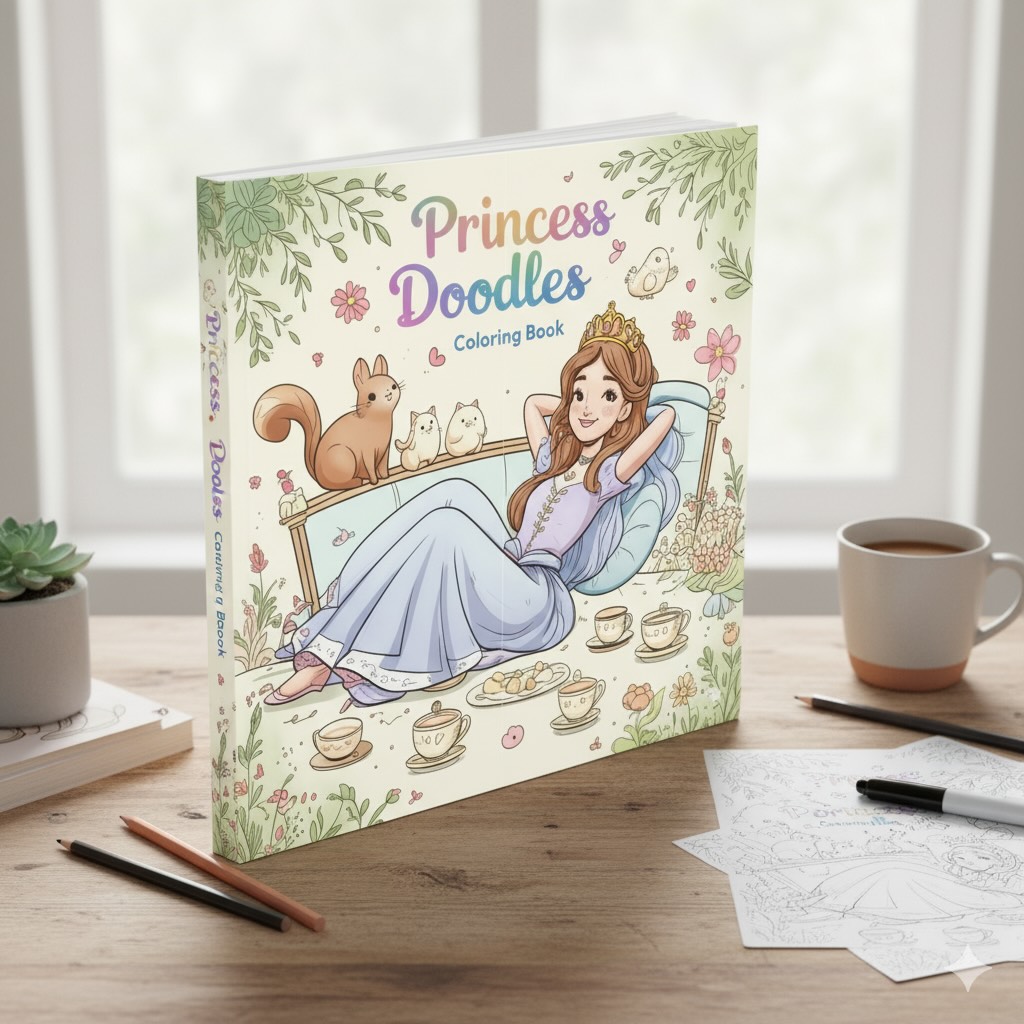 Princess Doodles Coloring Book Cover